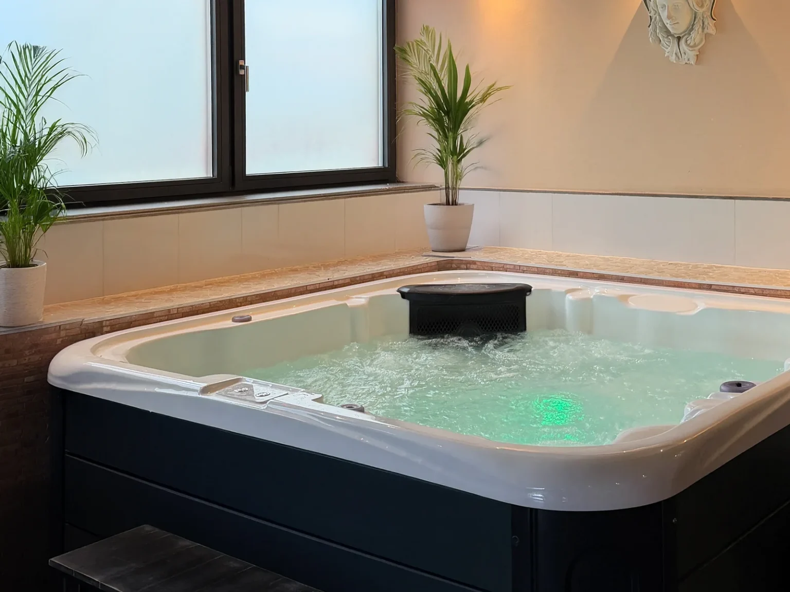 Whirlpool mit Fenster im zweiten Stock, FKK Sauna Club Atlantis München